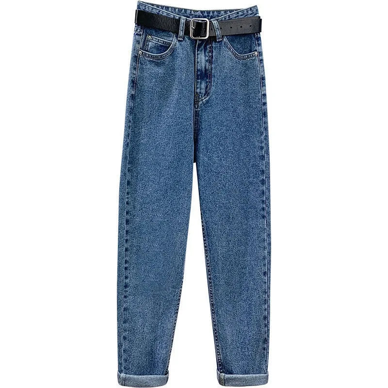 Symmetry Multi Style Pants/Stylish High Waisted Denim/Straight Leg Jeans Female Trousers/Pockets Roll Up Cuffs Casual Trendy Look.