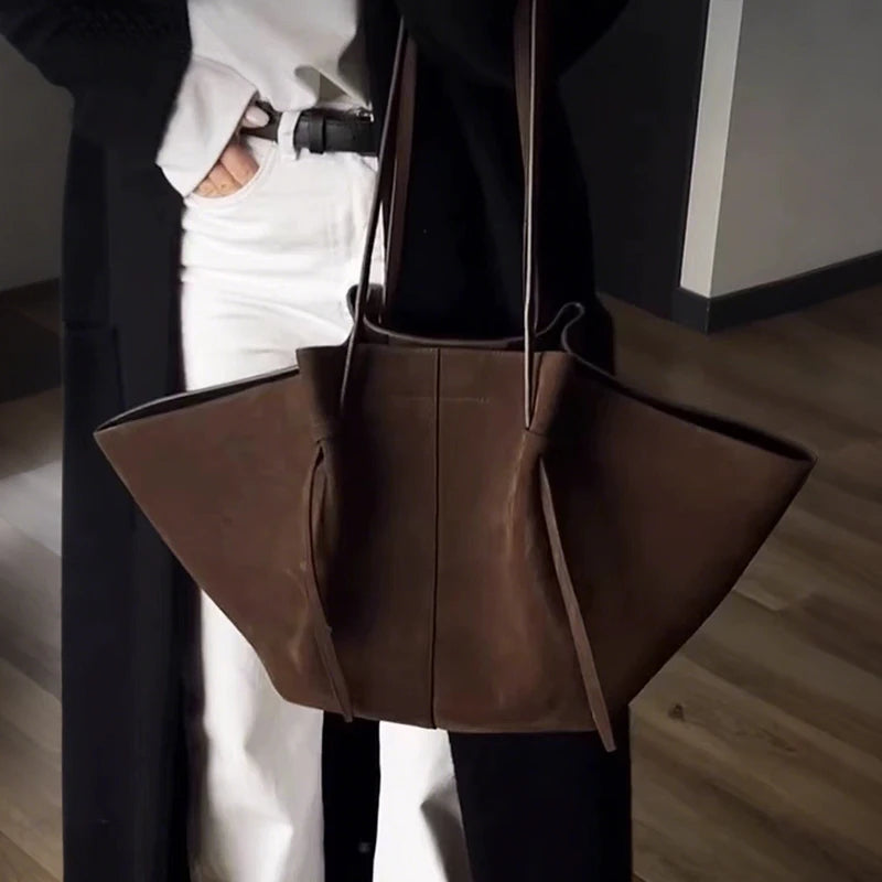Luxury Faux Suede Tote Bag – Large Capacity Minimalist Shoulder Bag | Modern Blend Boutique