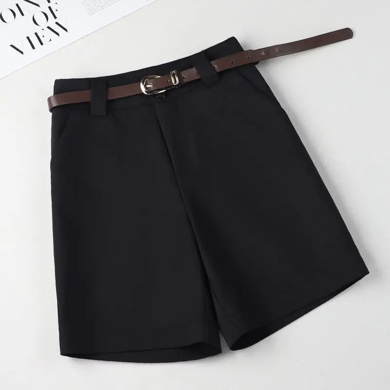 Thin Four-point Short’s/Women New Style Slim High Waist/A-line Casual Wide-leg Temperament Suit Five-point.