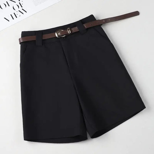 Thin Four-point Short’s/Women New Style Slim High Waist/A-line Casual Wide-leg Temperament Suit Five-point.