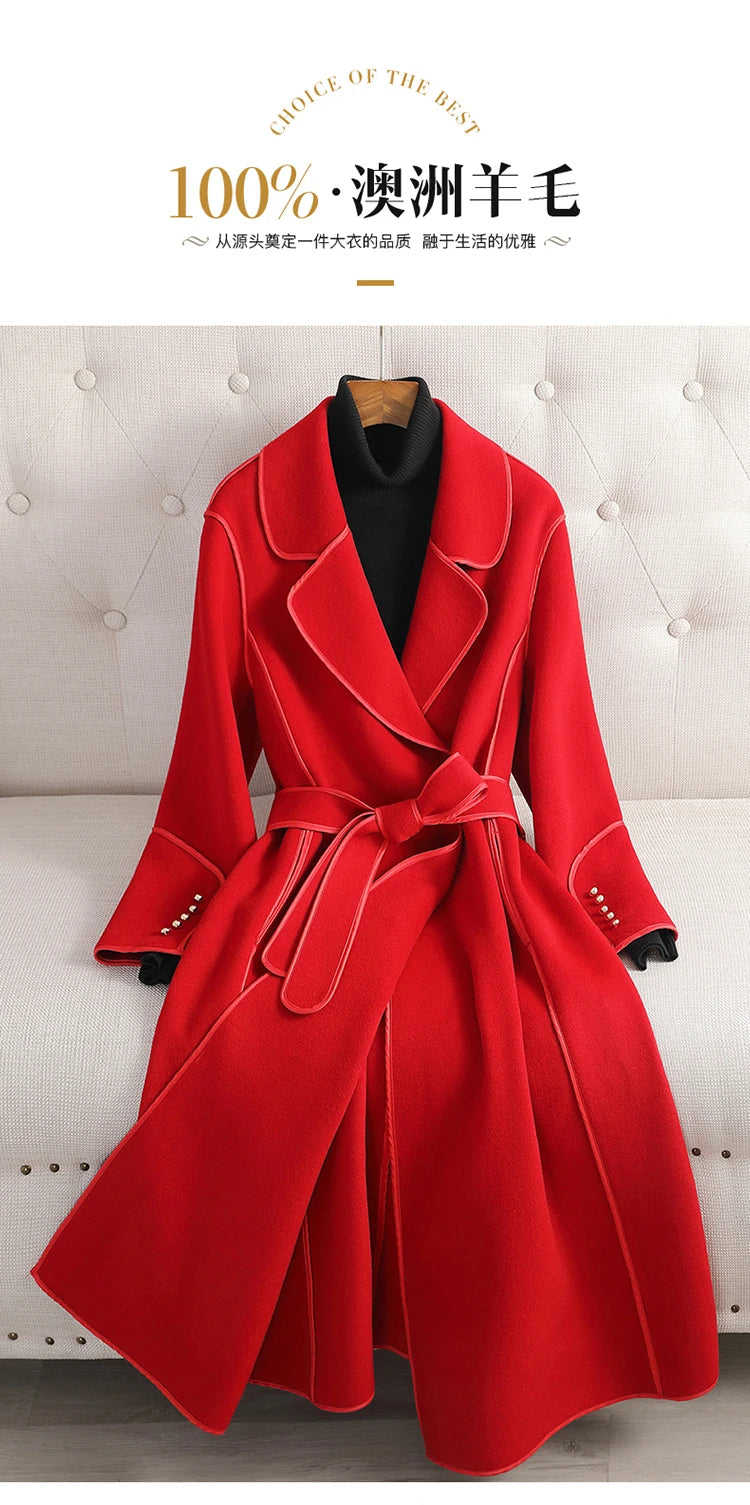 Premium 100% Australian Wool Belted Maxi Coat