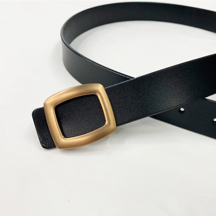 Luxury Genuine Leather Belt’s/Designer Jeans Belt/Female Waistband Fashion/Square Metal Buckle Belt.