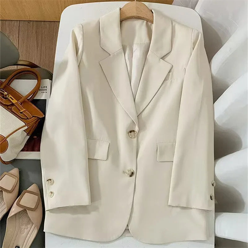 Autumn Vintage Button up Blazer/Long Sleeve Casual Slim Outerwear/V-Neck Style/Broadcloth Blazer.