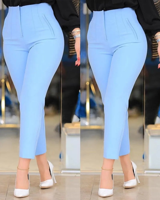 Elegant High Waist Cropped Work Pant’s/All-Match Daily Slim Office Formal Wear Fashion Women's Trousers.
