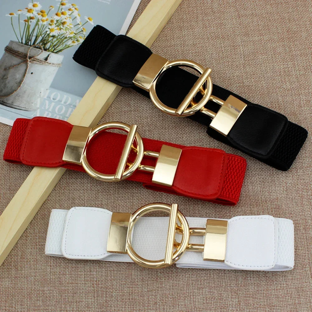 Stunning Fashion Solid Belt’s for Women/Simple Waist Elastic/Round Buckle Decoration Girdle Belt.