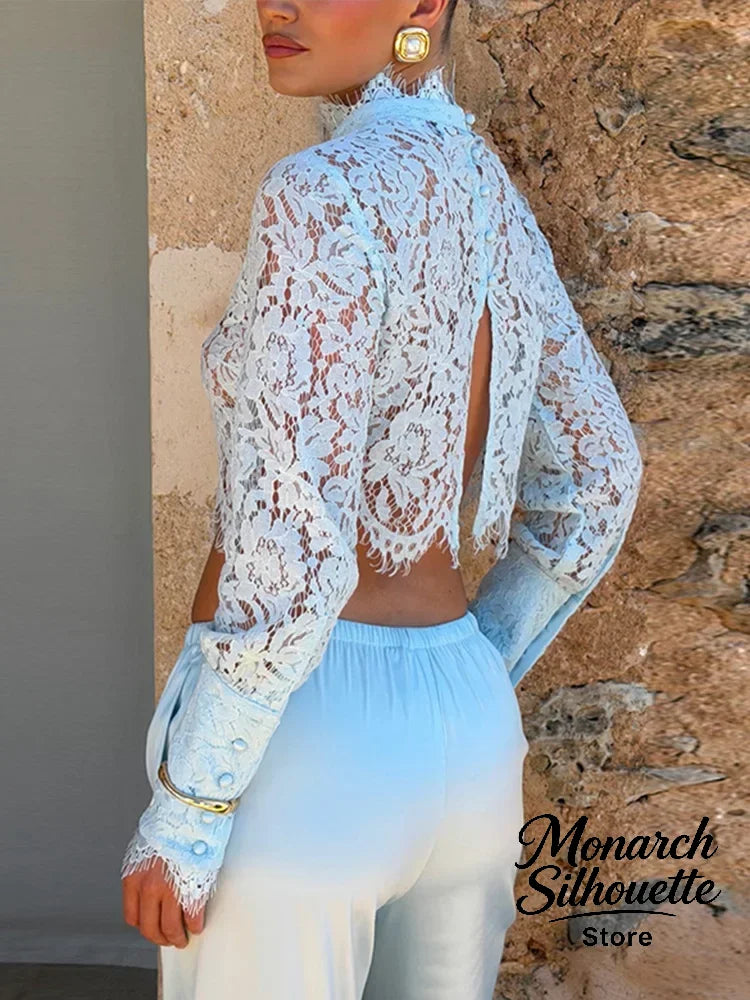 Timeless Lace Two-Piece Set | Elegant Cropped Lace Top & Wide-Leg Pants