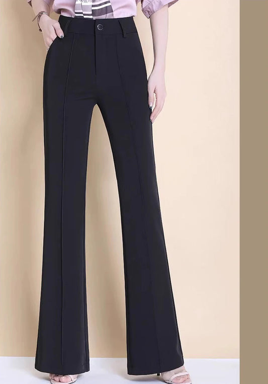 High-Waist White Flared Pants for Women | Elegant Bootcut Dress Trousers