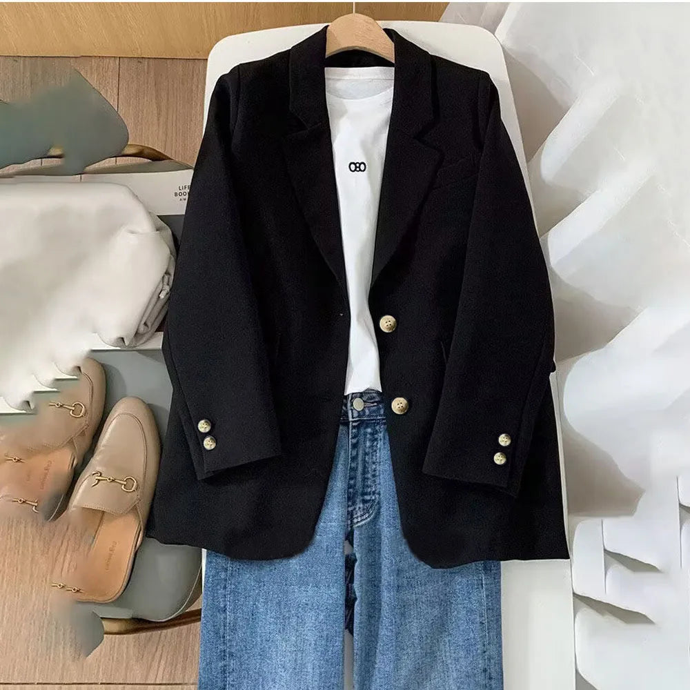 Autumn Vintage Button up Blazer/Long Sleeve Casual Slim Outerwear/V-Neck Style/Broadcloth Blazer.