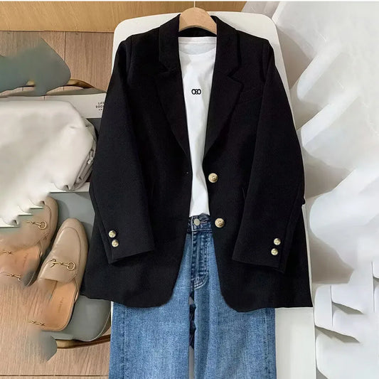 Autumn Vintage Button up Blazer/Long Sleeve Casual Slim Outerwear/V-Neck Style/Broadcloth Blazer.