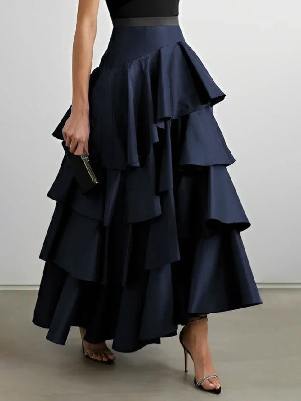 Elegant Midi Skirt’s/Autumn Falbala Swing Party/A-Line Classic/Vintage High Waist Skirt’s/Black/White.