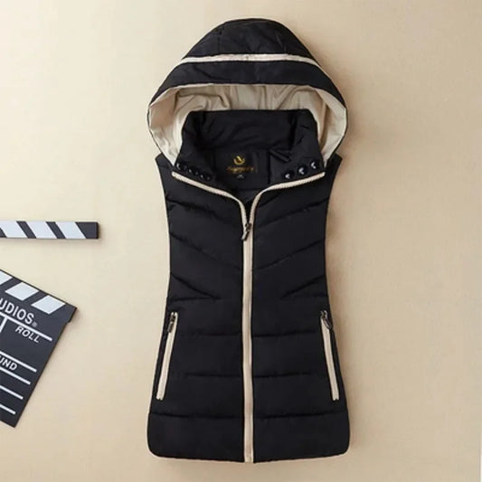 Hoodie Winter Cotton Vest/Warm Streetwear/Loose Sleeveless Parkas Vest Women.