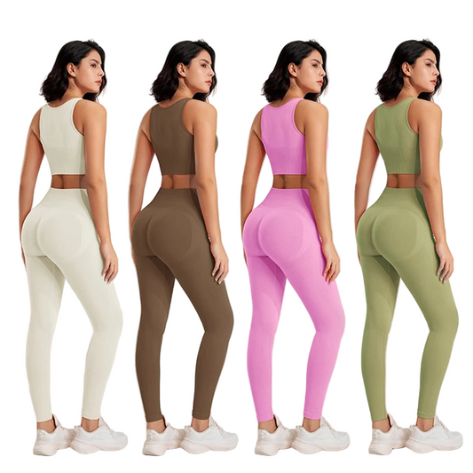 Seamlessly High Waisted Legging’s With Top/Two Piece Fitness Exercise Clothing.