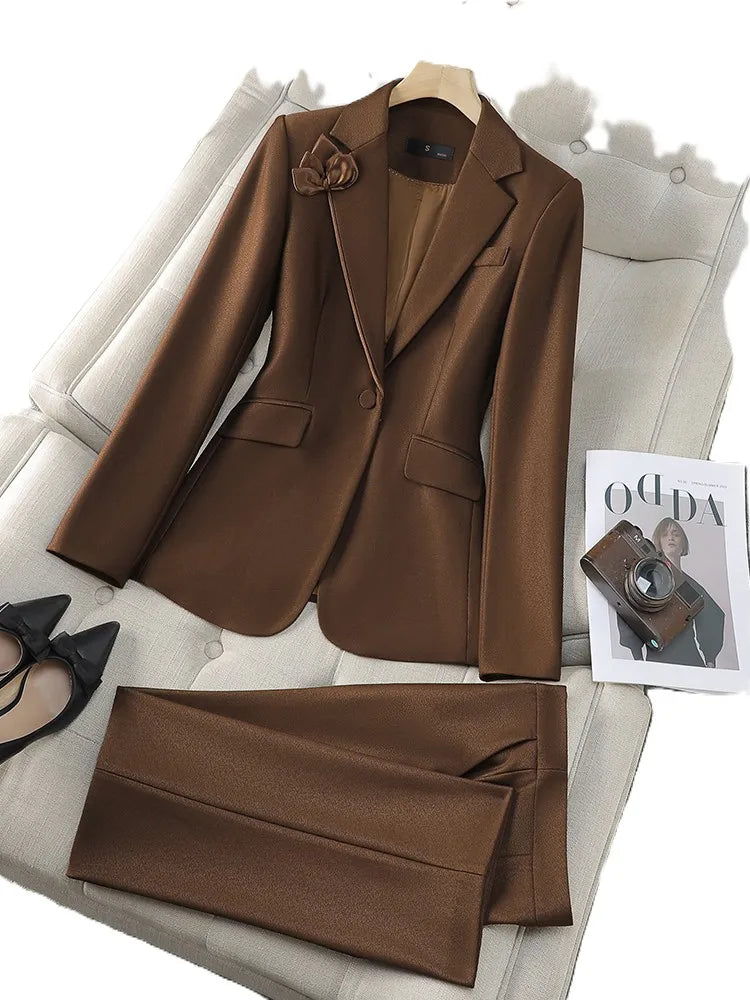 Sophisticated Winter Suit/Office Ladies Business Work/2 Piece Set Formal Blazer/Jacket And Trouser.