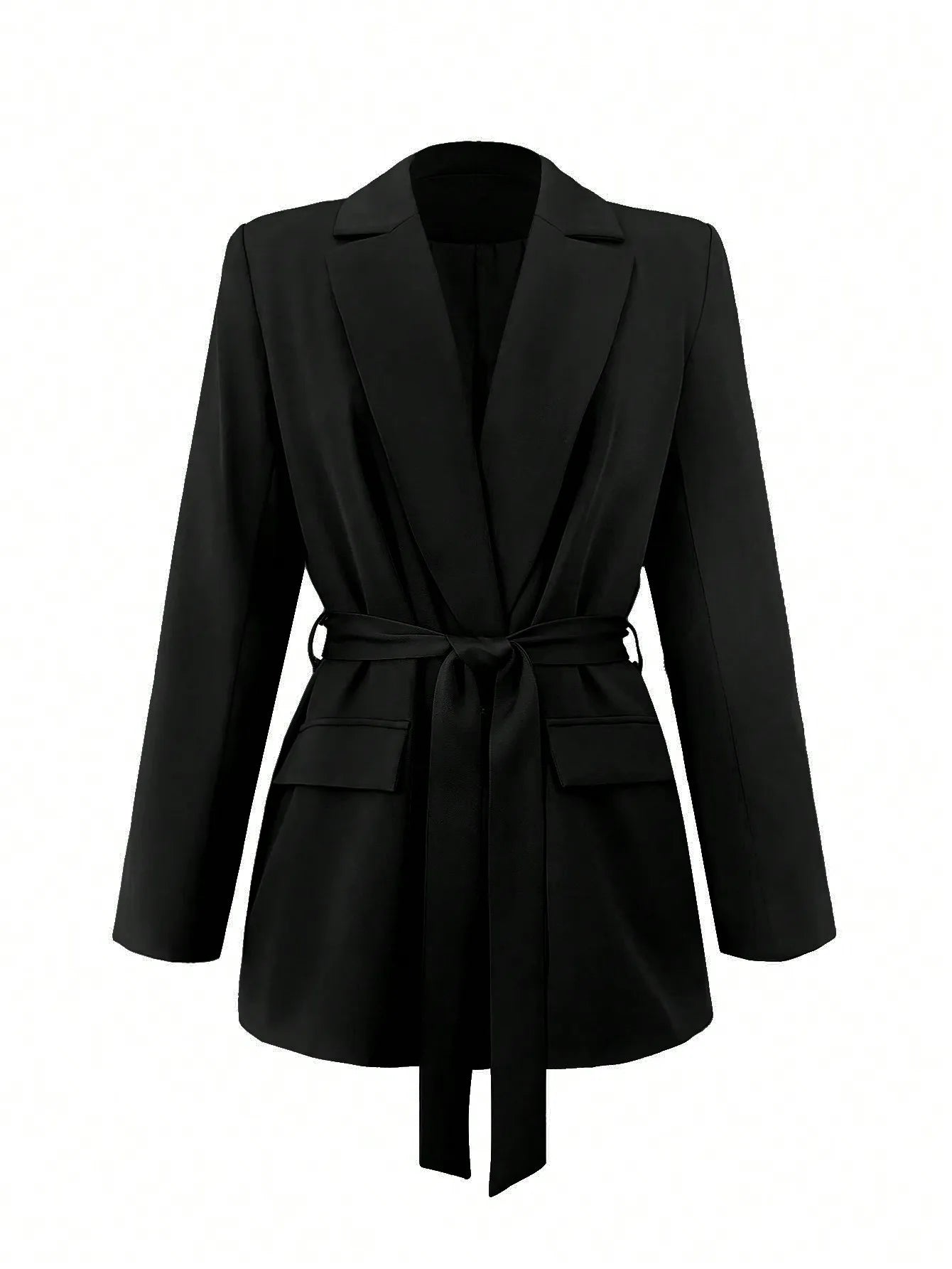 Classic Fitted Tie-Waist Blazer/Elegant Style Knitted Blazer/Jacket/Office Work Lady Fashion/Best For  Commuting.