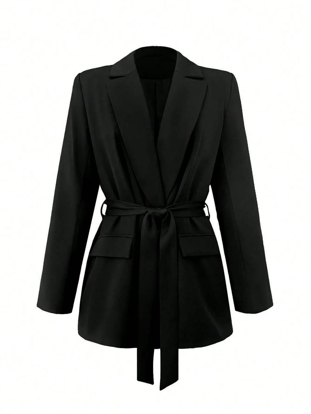 Classic Fitted Tie-Waist Blazer/Elegant Style Knitted Blazer/Jacket/Office Work Lady Fashion/Best For  Commuting.