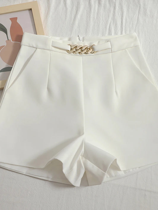 Comfortable High Waist/Slim Suit Shorts/Casual Wide Leg Shorts/HELIAR Suits Shorts/Mini Shorts Zipper A-line.