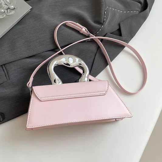 Luxury Heart Handle Mini Handbag – Structured Crossbody & Clutch Purse with Metallic Top Handle