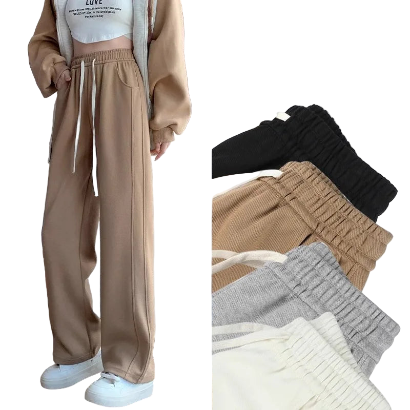 Solid Narrow Wide-leg Pant’s/High Waist Drooping Slim Casual Straight American Sport’s.