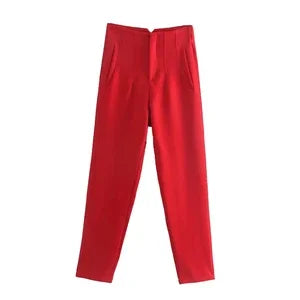 Solid HH Flat Front Pencil Pant’s/High Waist Casual Streetwear/Woven  Trouser’s Office Wear Chic Pant’s.