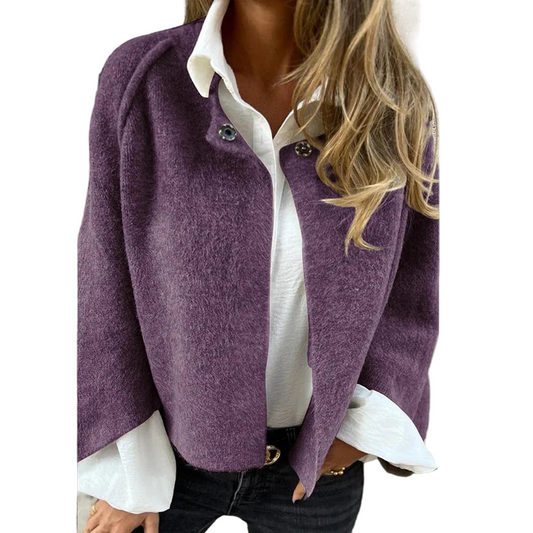 Admirable Winter Jacket Coat/Solid Tatting Craft/Wool Design Long Sleeve Short Jacket/Woman Casual Outwear.
