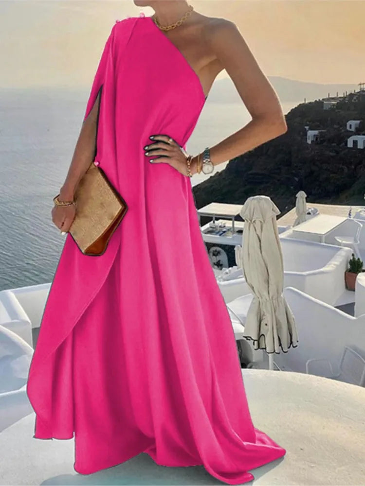 Off Shoulder loose Dress/Women Sexy Off Shoulder/Solid Loose Dresses Robe Femme Casual.