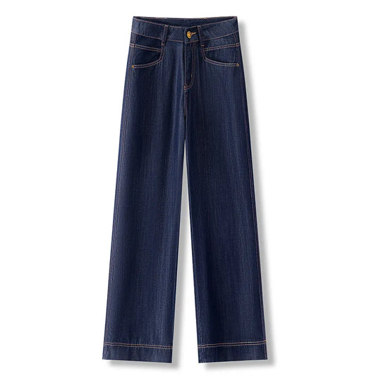 Women’s High-Waist Wide-Leg Jeans | Retro Straight-Leg Denim Pants | Light & Dark Wash
