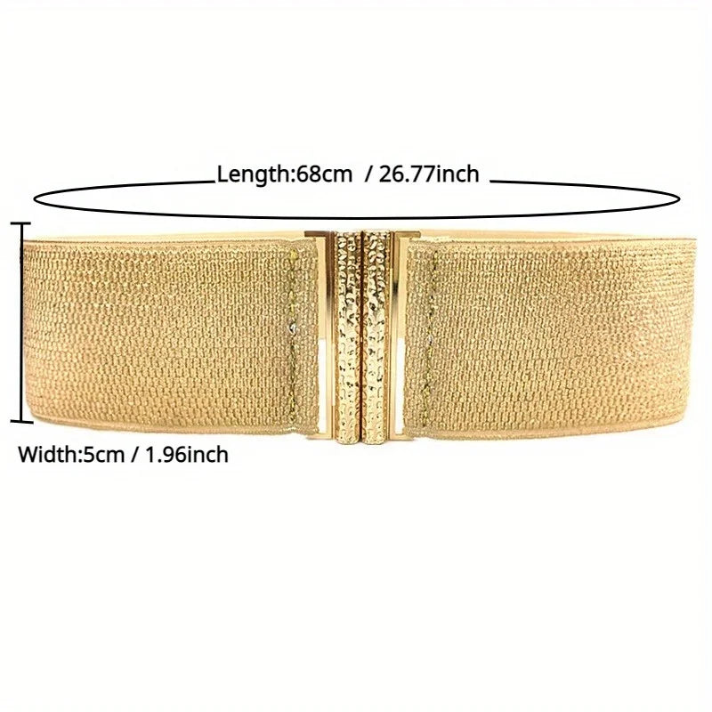 Gold Ornament Belt/Belt All-Matching Skirt with Elastic Wide Waist Seal Lr113/Elastic Brand.