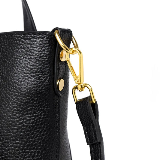 Timeless Black Leather Tote & Crossbody Bag for Everyday Style