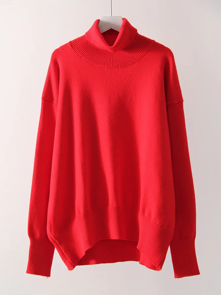 Loose Fitted Turtleneck Sweater’s/Women Winter Pullover Trend’s/Oversize Sweater/New Solid Jumper Turtleneck Sweater’s.