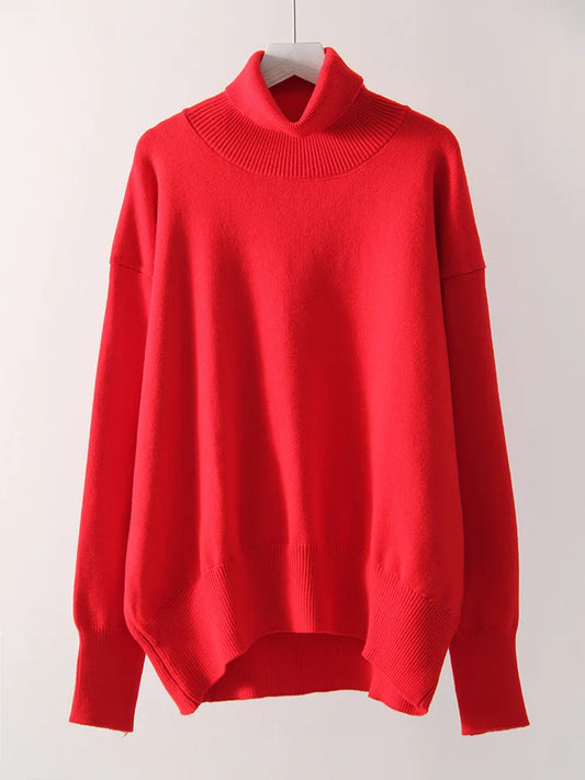Loose Fitted Turtleneck Sweater’s/Women Winter Pullover Trend’s/Oversize Sweater/New Solid Jumper Turtleneck Sweater’s.