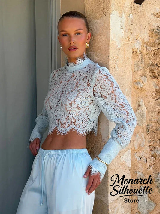 Timeless Lace Two-Piece Set | Elegant Cropped Lace Top & Wide-Leg Pants