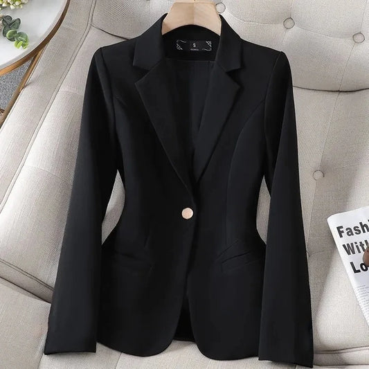 Modern Blend Boutique | Elegant Slim-Fit Women’s Blazer – Korean Inspired Tailored Office Jacket for Spring & Autumn