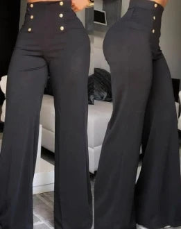 Stunning Zigzag Dressy Pant’s/High Waist Trousers/Buttoned Solid Color/Elegant Hip Lifting Skinny Pencil Pants.