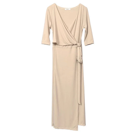 Slimming V-Neck Belted Maxi Dress.