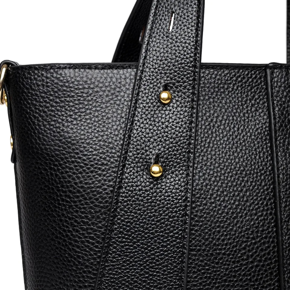 Timeless Black Leather Tote & Crossbody Bag for Everyday Style