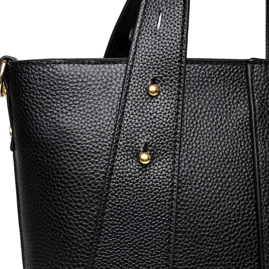 Timeless Black Leather Tote & Crossbody Bag for Everyday Style