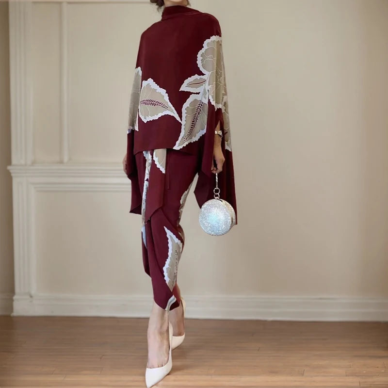 Modern Designed Floral Print Dress/Fashion Silk Beaded Loose Pencil/Maxi Skirt Suit Two Piece Set Simple Party Gown Dresses Set’s.