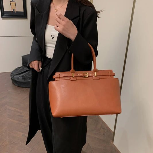 Luxury Large Capacity Tote Bag for Women – Elegant PU Leather Designer Work Handbag