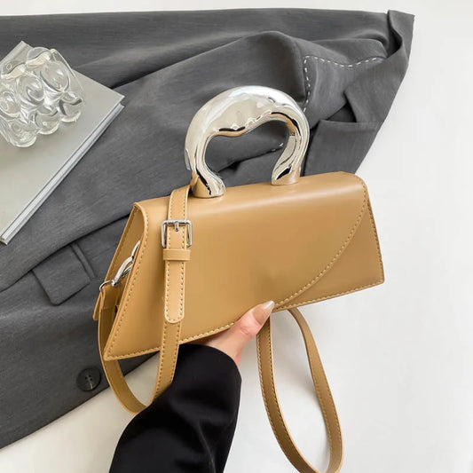 Luxury Heart Handle Mini Handbag – Structured Crossbody & Clutch Purse with Metallic Top Handle