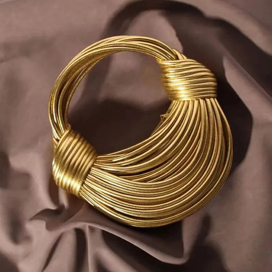 New Gold Luxury Designer Brand Handwoven Noodle Bags Rope Knotted Pulled Hobo Silver Evening Clutch Chic.