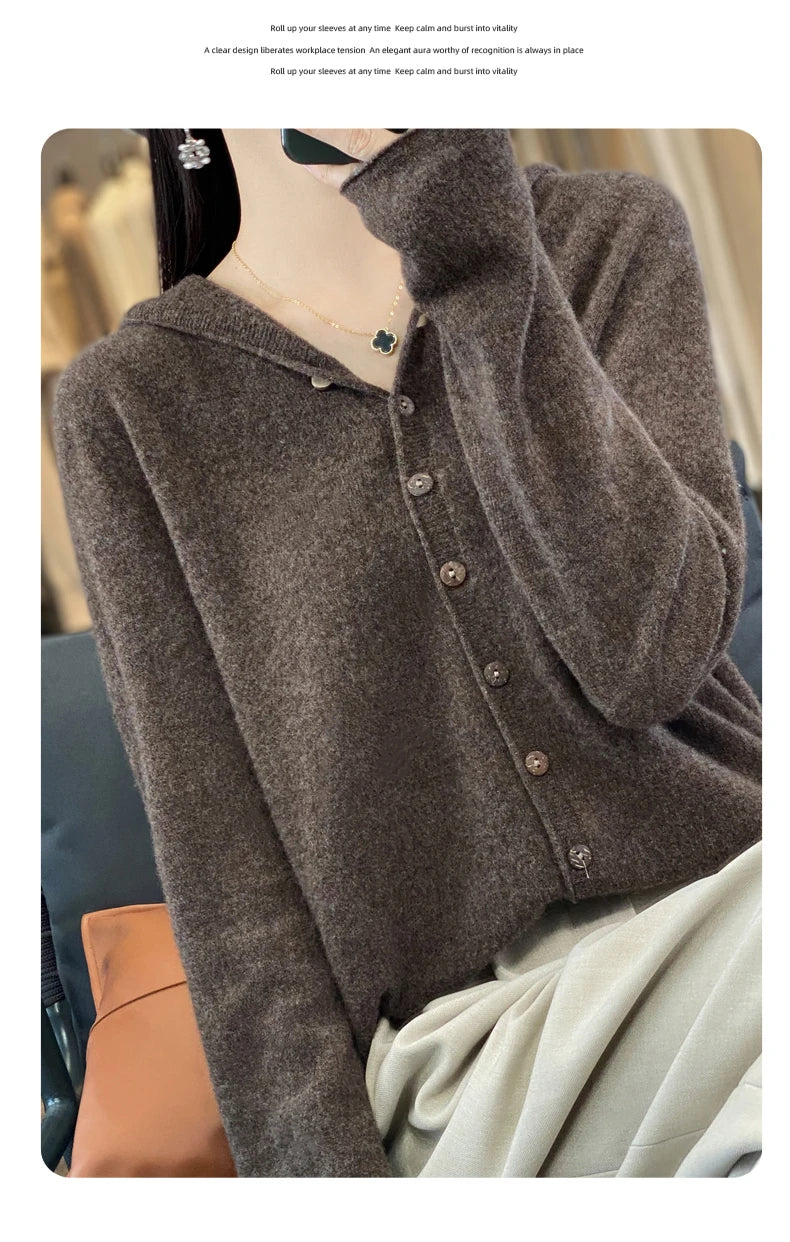 Women’s Soft Knit Hooded Button-Up Cardigan | Cozy Lightweight Hoodie Sweater for Fall & Winter | Casual Chic Layering Top