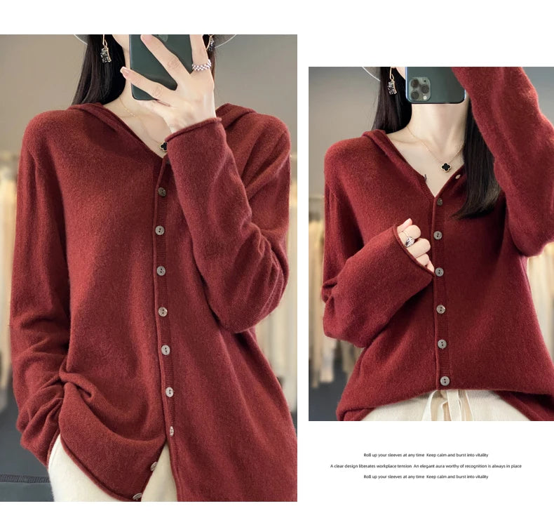 Women’s Soft Knit Hooded Button-Up Cardigan | Cozy Lightweight Hoodie Sweater for Fall & Winter | Casual Chic Layering Top