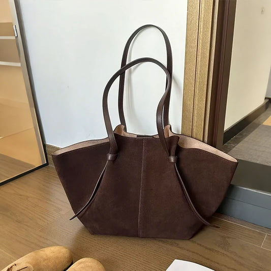 Luxury Faux Suede Tote Bag – Large Capacity Minimalist Shoulder Bag | Modern Blend Boutique