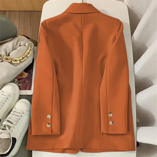 Autumn Vintage Button up Blazer/Long Sleeve Casual Slim Outerwear/V-Neck Style/Broadcloth Blazer.