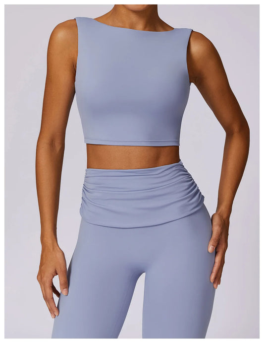 High-Waisted Flared Active Pants with Sculpting Fit – Neutral Beige
