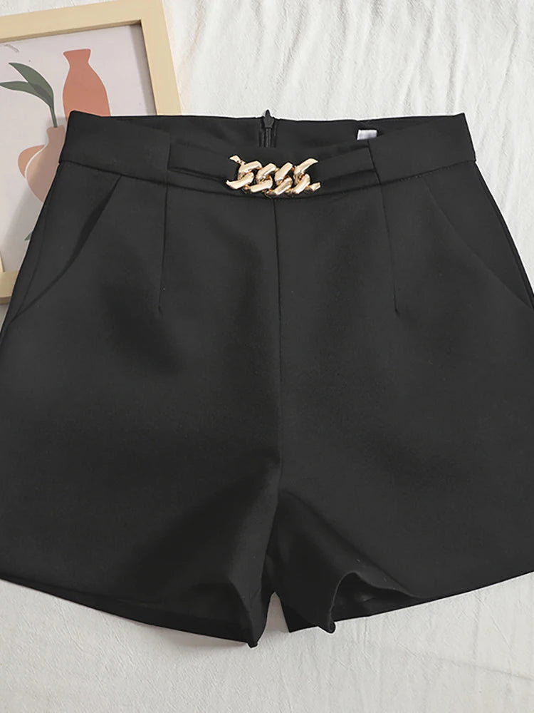 Comfortable High Waist/Slim Suit Shorts/Casual Wide Leg Shorts/HELIAR Suits Shorts/Mini Shorts Zipper A-line.