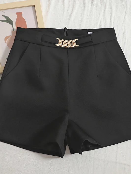 Comfortable High Waist/Slim Suit Shorts/Casual Wide Leg Shorts/HELIAR Suits Shorts/Mini Shorts Zipper A-line.