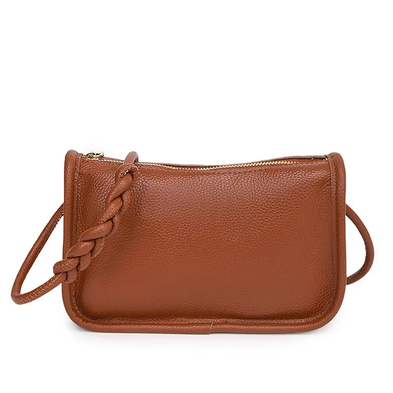 Modern Blend Boutique™ | Luxe Genuine Cowhide Leather Crossbody Bag – Premium Braided Strap Shoulder Purse for Women