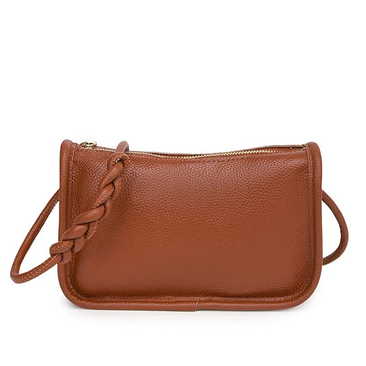 Modern Blend Boutique™ | Luxe Genuine Cowhide Leather Crossbody Bag – Premium Braided Strap Shoulder Purse for Women