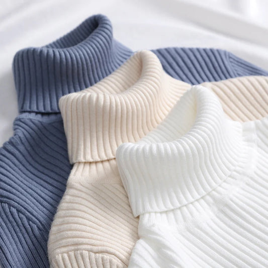 Pullover High Neck~Knitted Ribbed Turtleneck/Soft Pullovers Cashmere Jumpers. Stretch in size.